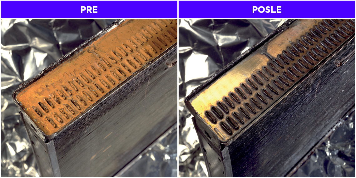 Hladnjak pre i posle tretmana sredstvom Wynns Radiator Flush Hladnjak pre i posle tretmana sredstvom Wynns Radiator Flush