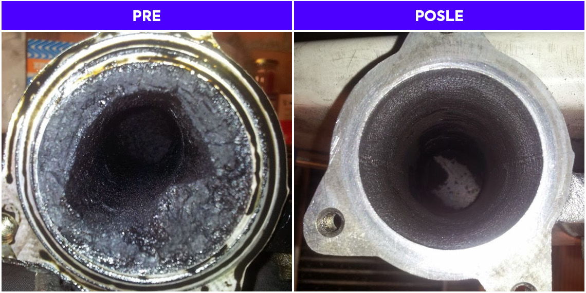 Usisna grana pre i posle Multiserve tretmana sa Wynns Petrol Air Intake Cleaner-om Usisna grana pre i posle Multiserve tretmana sa Wynns Petrol Air Intake Cleaner-om
